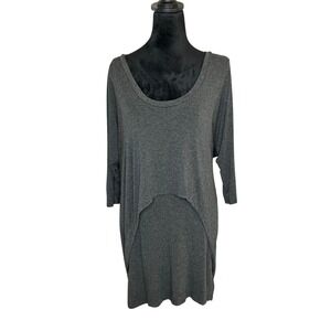 Mason Double layer 3/4 Sleeve Mini Dress Tunic Lagenlook Boho‎ Casual Gray Small